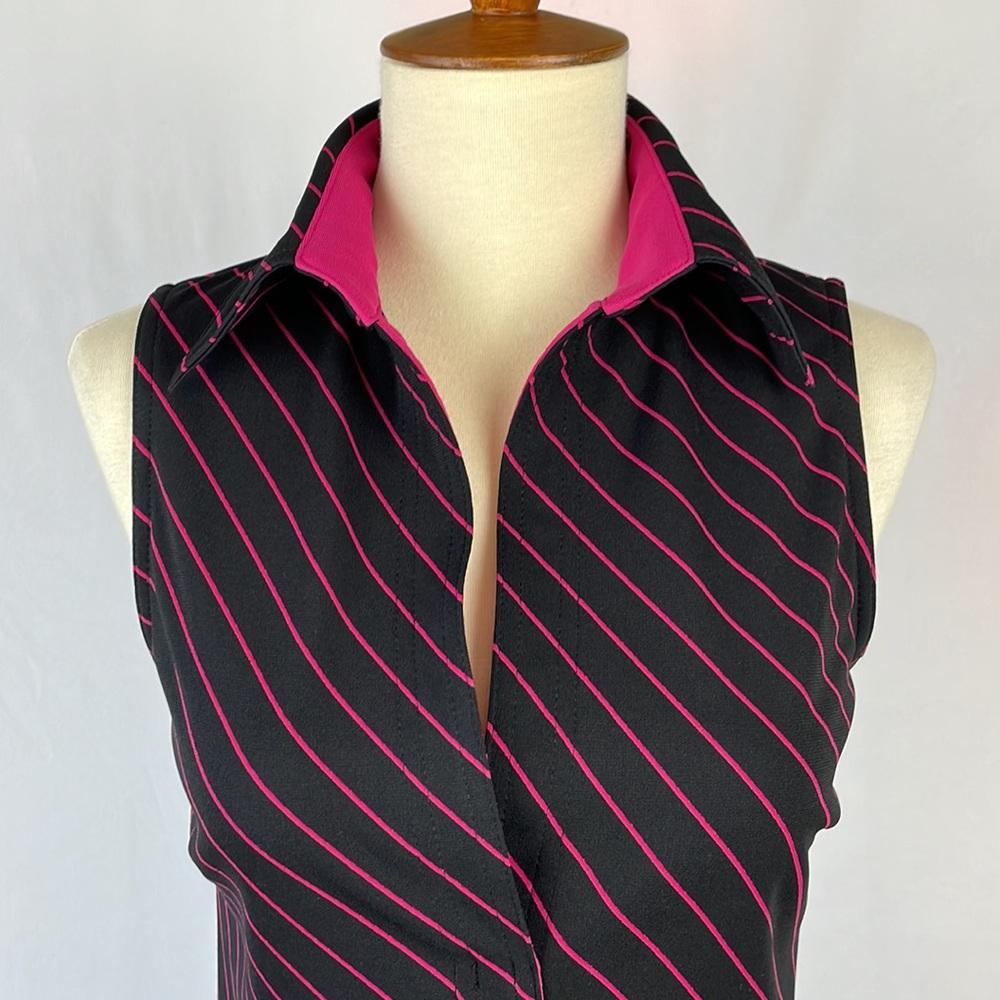 Express Black and Magenta Diagonal Striped Sleeveless Dress - Size 1/2 Juniors - Picture 2 of 12